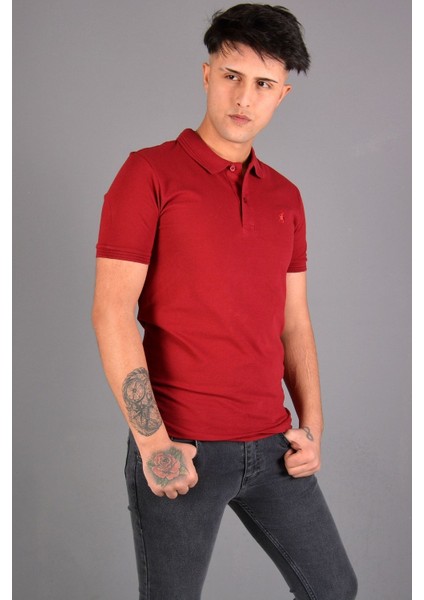 Erkek Polo Yaka T-Shirt K-0145 - Bordo fiyatları