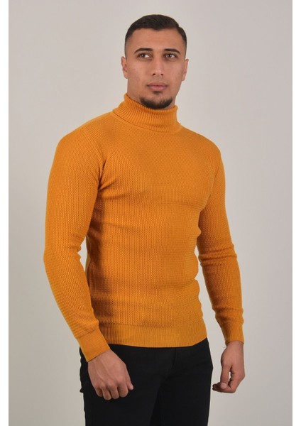 Erkek Boğazlı Kazak K-0045 - Hardal