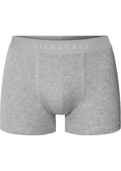Erkek Gri 5'li Paket Düz Likralı Boxer Şort