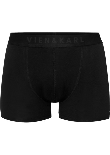 Erkek Siyah 5'li Paket Düz Likralı Boxer Şort