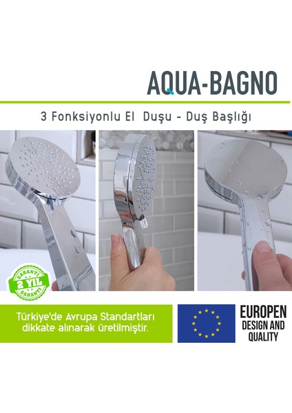 Aqua Bagno Smile El Duşu - Duş Başlığı  3 Fonksiyonlu