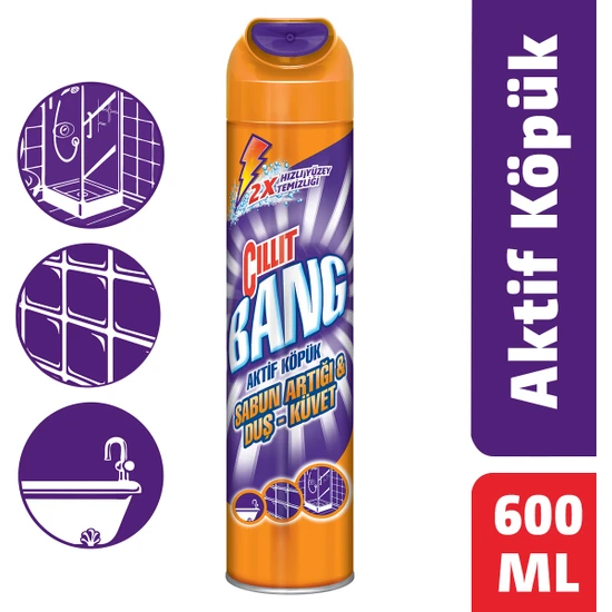 Cillit Bang Banyo Temizleyici Aktif Köpük Sabun Artığı Duş ve Küvet İçin 600 ml