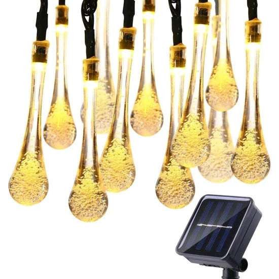 Sge Teknoloji  Teknoloji Güneş Enerjili 30 LED Sarı Renkli Solar Bahçe Aydınlatması LED Lamba Su Damlası