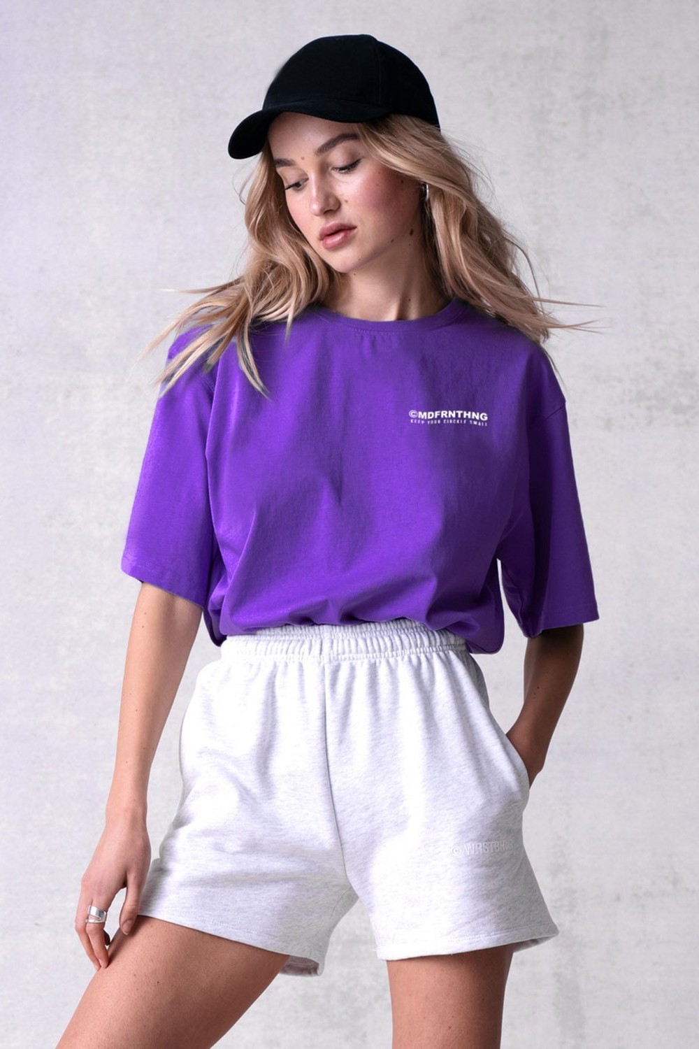 Madmext Mad Girl Mor Baskılı Tişört MG1197