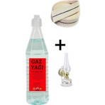 Kuzgun Online Shop 3'lü Set Büyük Şeffaf Gaz Lambası 500 ml Gaz Yağı ile Modern Tasarım