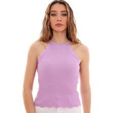 Dewberry Z2022 Dewberry Bayan Krop Bluz-Açık Mor