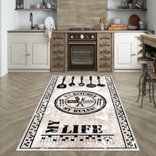 Confidence Home Dijital Baskı Yıkanabilir Kaymaz  Taban Mutfak Halısı