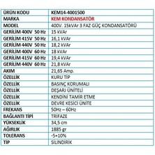 400V 15 Kvar Trifaze Kondansatör