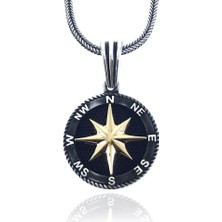 Takıhan Pusula Tasarımlı 925 Ayar Gümüş Kolye 60 cm