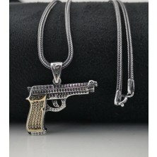 Takıhan Tabanca Tasarımlı 925 Ayar Gümüş Kolye 60 cm