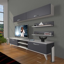 Decoraktiv Eko 5 Mdf DVD Retro Tv Ünitesi Tv Sehpası Beyaz Antrasit
