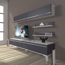 Decoraktiv Eko 5 Mdf Std Silver Tv Ünitesi Tv Sehpası Beyaz Antrasit