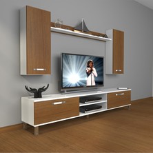 Decoraktiv Eko 5d Slm DVD Krom Ayaklı Tv Ünitesi Tv Sehpası Beyaz Ceviz