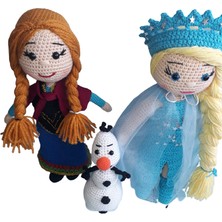 Oyuncak Park Karlar Ülkesi Anna Elsa Olaf Takımı Amigurumi Organik Oyuncak