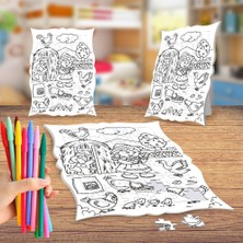 Asilmeydan Küçük Kız Çiftlikte Boyama Puzzle Tablo Çocuk Eğitici Yapboz