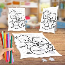 Asilmeydan Neşeli Iki Kedi Arkadaş Boyama Puzzle Tablo Çocuk Eğitici Yapboz