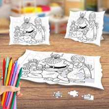 Asilmeydan Viking Ailesi Boyama Puzzle Tablo Çocuk Eğitici Yapboz