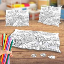 Asilmeydan Dağlar ve Değirmen Boyama Puzzle Tablo Çocuk Eğitici Yapboz