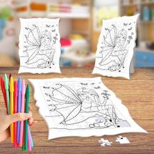 Asilmeydan Kanatlı Minik Peri Kızı Boyama Puzzle Tablo Çocuk Eğitici Yapboz