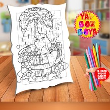Asilmeydan Suda Oynayan Fil Karakter Eğitici Boyama Puzzle Tablo ÇOCUK-274