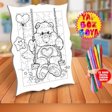 Asilmeydan Salıncakta Kalpli Ayıcık Eğitici Boyama Puzzle Tablo ÇOCUK-238