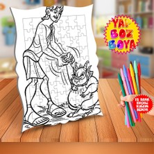 Asilmeydan Küçük Canavar ve Arkadaşı Eğitici Boyama Puzzle Tablo ÇOCUK-583