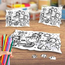 Asilmeydan Neşeli Sevimli Dostlar Boyama Puzzle Tablo Çocuk Eğitici Yapboz