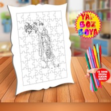 Asilmeydan Çiçeği Koklayan Prenses Eğitici Boyama Puzzle Tablo ÇOCUK-064