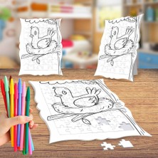 Asilmeydan Kuş ve Yuvası Boyama Puzzle Tablo Çocuk Eğitici Yapboz