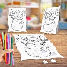 Asilmeydan Kömür Gözlü Kardan Adam Boyama Puzzle Tablo Çocuk Eğitici Yapboz