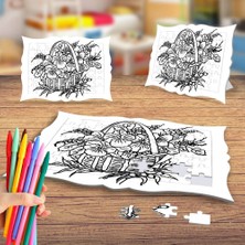 Asilmeydan Sepet Dolusu Çiçekler Boyama Puzzle Tablo Çocuk Eğitici Yapboz