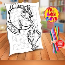 Asilmeydan Çaydanlık ve Fincan Eğitici Boyama Puzzle Tablo ÇOCUK-556