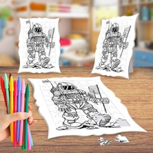 Asilmeydan Uzaydaki Astronot Boyama Puzzle Tablo Çocuk Eğitici Yapboz