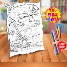 Asilmeydan Kuyrukla Oynayan Kaplumbağa Eğitici Boyama Puzzle Tablo ÇOCUK-490