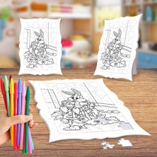 Asilmeydan Havuç Yiyen Bebek Tavşan Boyama Puzzle Tablo Çocuk Eğitici Yapboz
