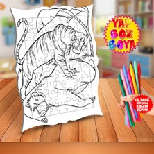 Asilmeydan Ayıya Masaj Yapan Kaplan Eğitici Boyama Puzzle Tablo ÇOCUK-482