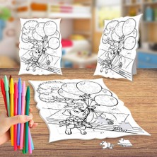 Asilmeydan Balonla Uçan Köpek Boyama Puzzle Tablo Çocuk Eğitici Yapboz