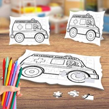 Asilmeydan Veteriner Ambulansı Boyama Puzzle Tablo Çocuk Eğitici Yapboz