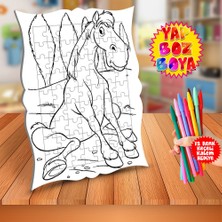 Asilmeydan Oturan Şaşkın At Eğitici Boyama Puzzle Tablo ÇOCUK-455