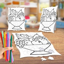 Asilmeydan Meyve Tabağı Boyama Puzzle Tablo Çocuk Eğitici Yapboz