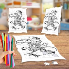 Asilmeydan Kaykay Süren Kedicik Boyama Puzzle Tablo Çocuk Eğitici Yapboz