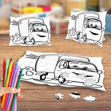 Asilmeydan Hızlı Kamyonet Boyama Puzzle Tablo Çocuk Eğitici Yapboz