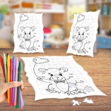 Asilmeydan Balonlu Sevimli Ayıcık Boyama Puzzle Tablo Çocuk Eğitici Yapboz