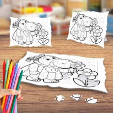 Asilmeydan Küçük Su Aygırı Boyama Puzzle Tablo Çocuk Eğitici Yapboz