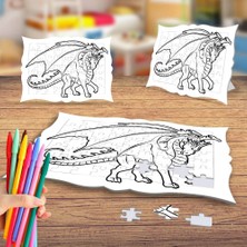 Asilmeydan Yarasa Kanatlı Ejderha Boyama Puzzle Tablo Çocuk Eğitici Yapboz