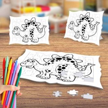 Asilmeydan Neşeli Dinazor Boyama Puzzle Tablo Çocuk Eğitici Yapboz