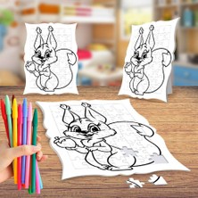 Asilmeydan Meşe Palamudu ve Sincap Boyama Puzzle Tablo Çocuk Eğitici Yapboz