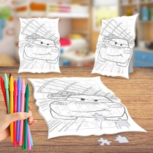 Asilmeydan Şimşek Yarış Pistinde Boyama Puzzle Tablo Çocuk Eğitici Yapboz