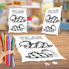 Asilmeydan Sevimli Yılan Boyama Puzzle Tablo Çocuk Eğitici Yapboz