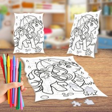 Asilmeydan Yağmurda Midilli At Boyama Puzzle Tablo Çocuk Eğitici Yapboz